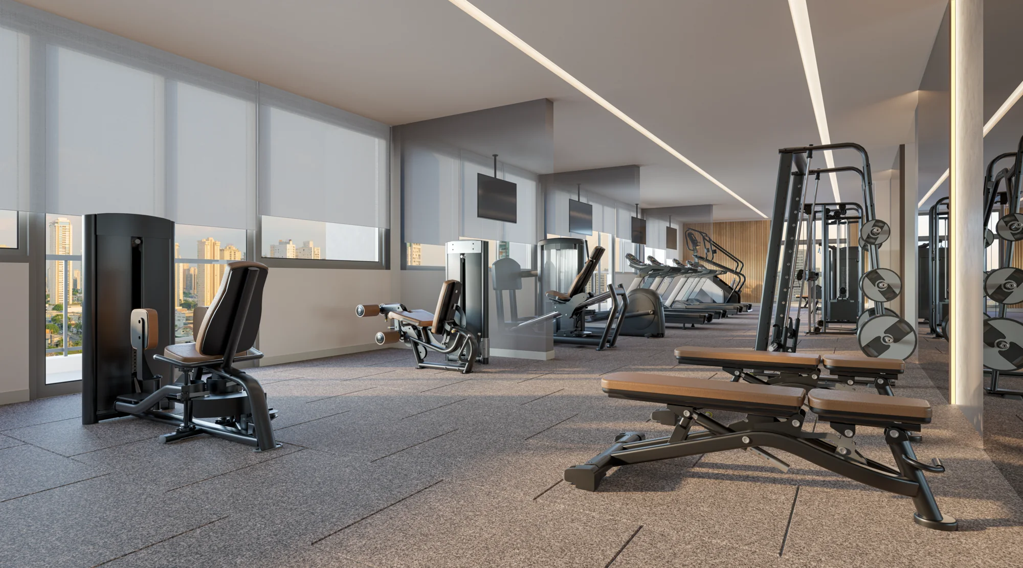 Fitness com 243m² (Perspectiva artística)