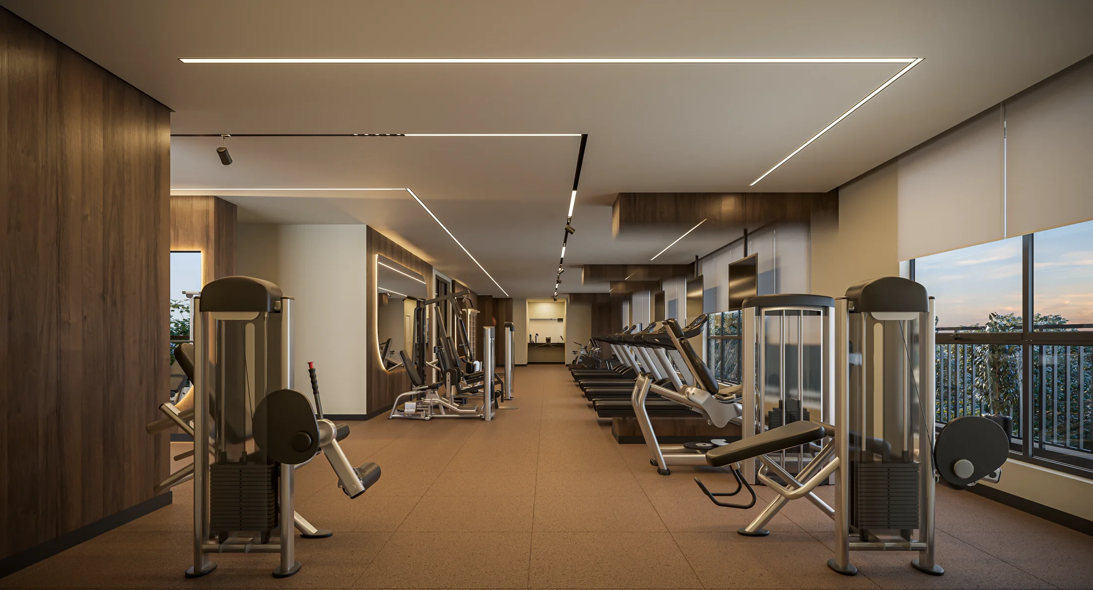 Fitness com 211m² (Perspectiva artística)