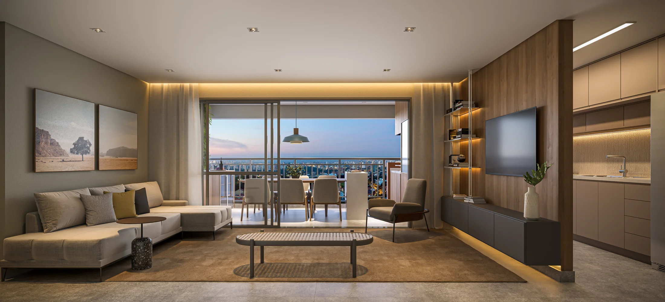 Living - Apto 87m² (Perspectiva artística)