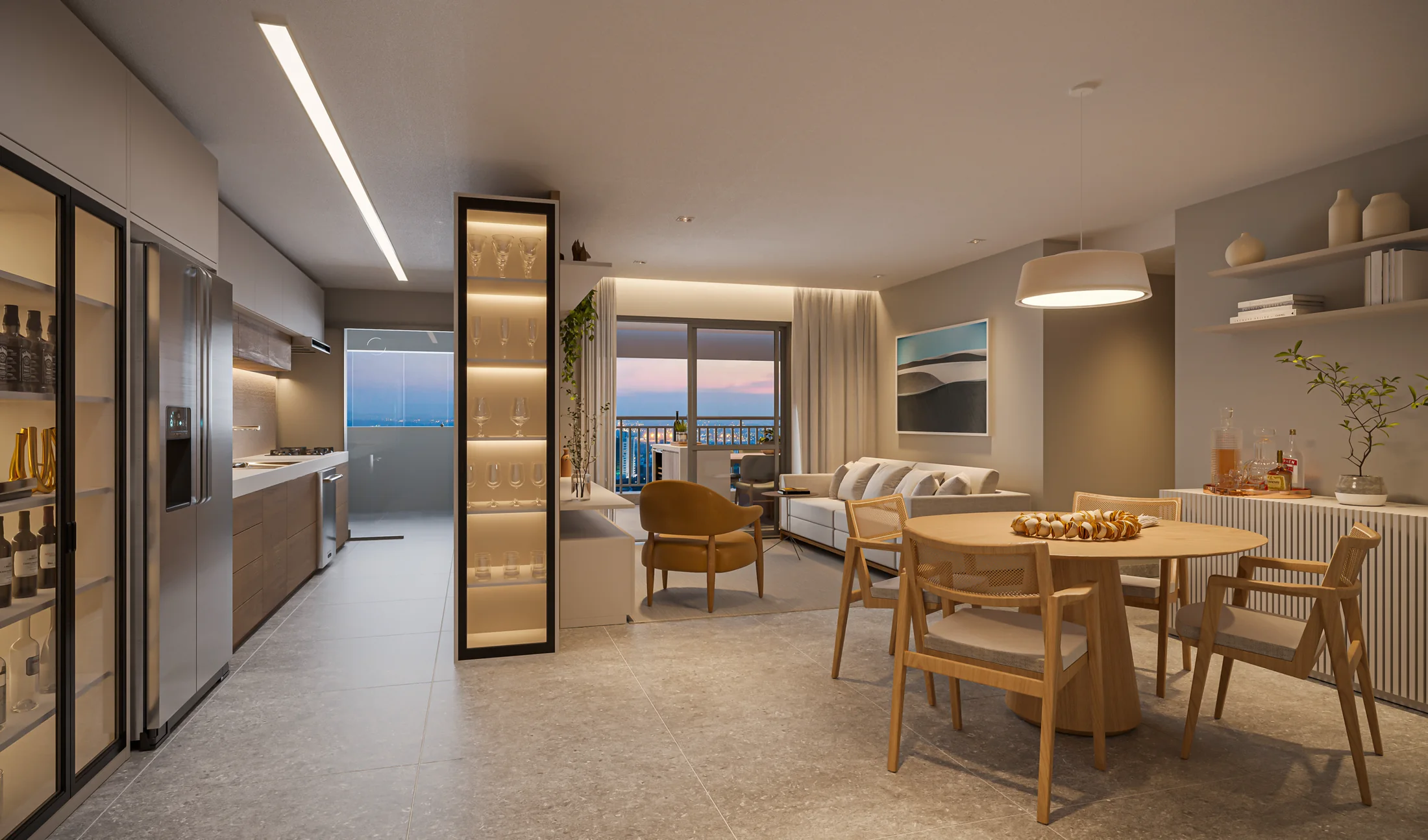 Living - Apto 129m² (Perspectiva artística)