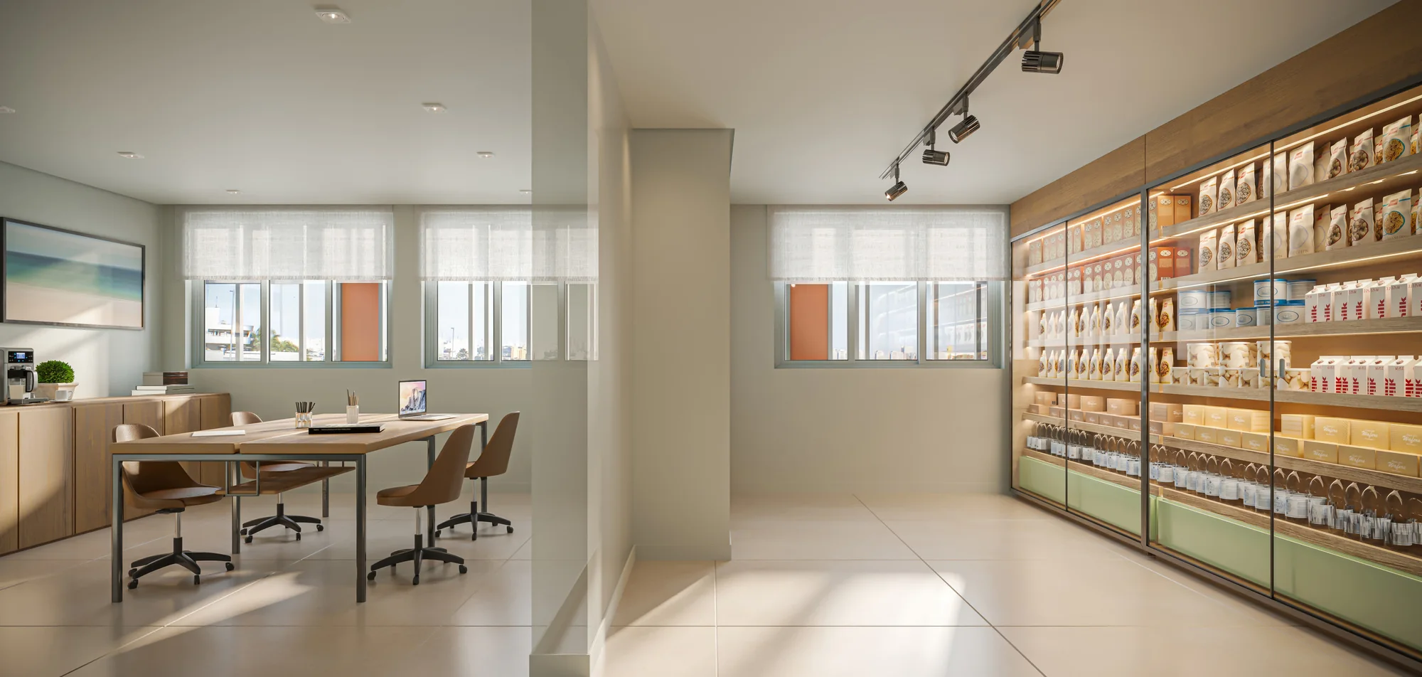 Coworking e Minimarket (Perspectiva artística)