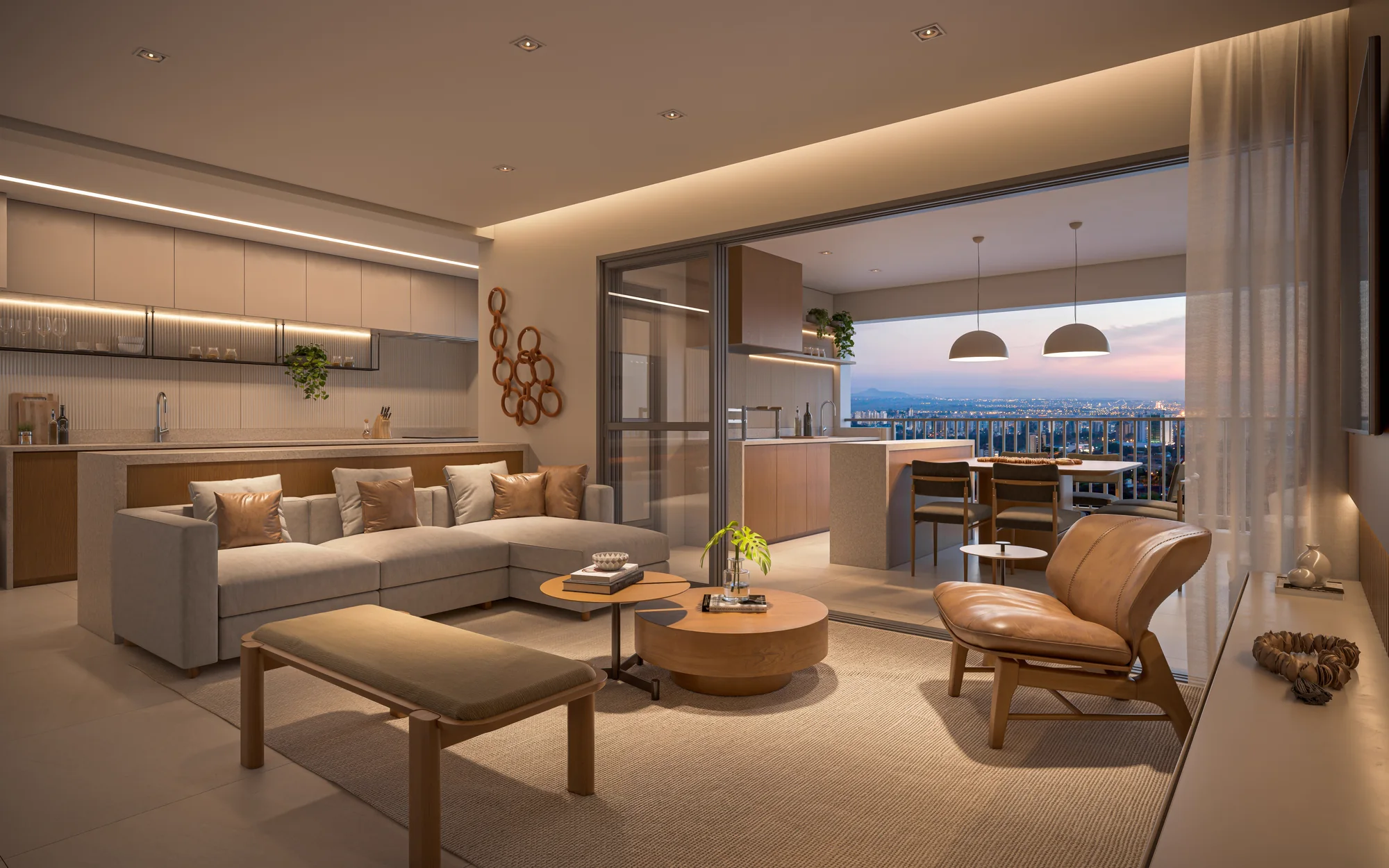 Living 3 suítes - apto 140m² (Perspectiva artística)