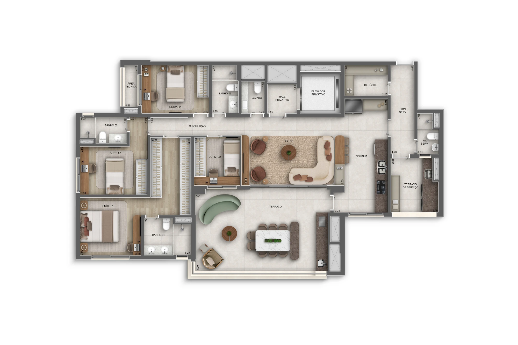 171m² | 4 Dorms. (2 suítes) (Perspectiva artística)